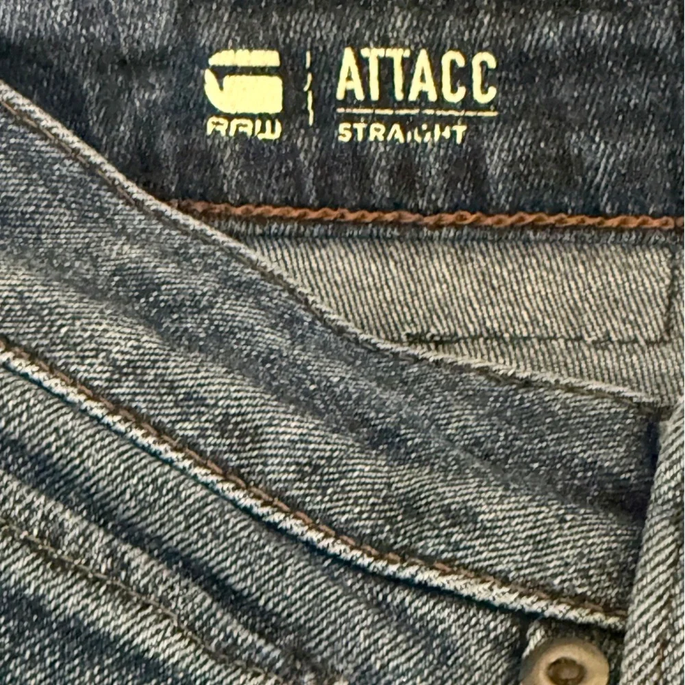 G-Star Raw Attacc Straight Mens Jeans Blue Denim Medium Wash Size 36x32